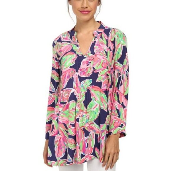 Lilly Pulitzer Sarasota Tunic “In the Vias” Navy/Pink - XS - Picture 1 of 11